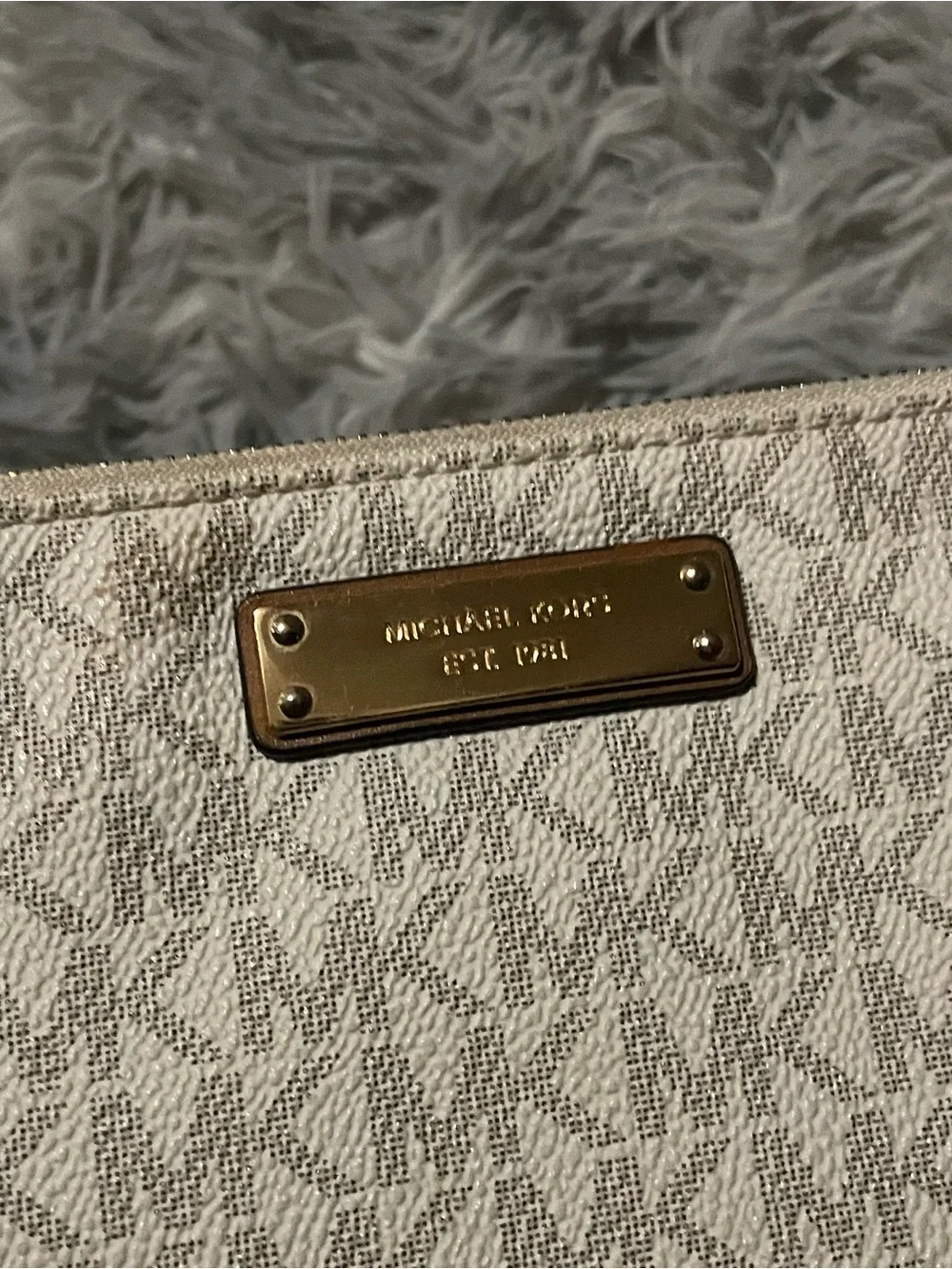 Michael Kors Vanilla Edition Patterned Wristlet Wallet with Brown Strap